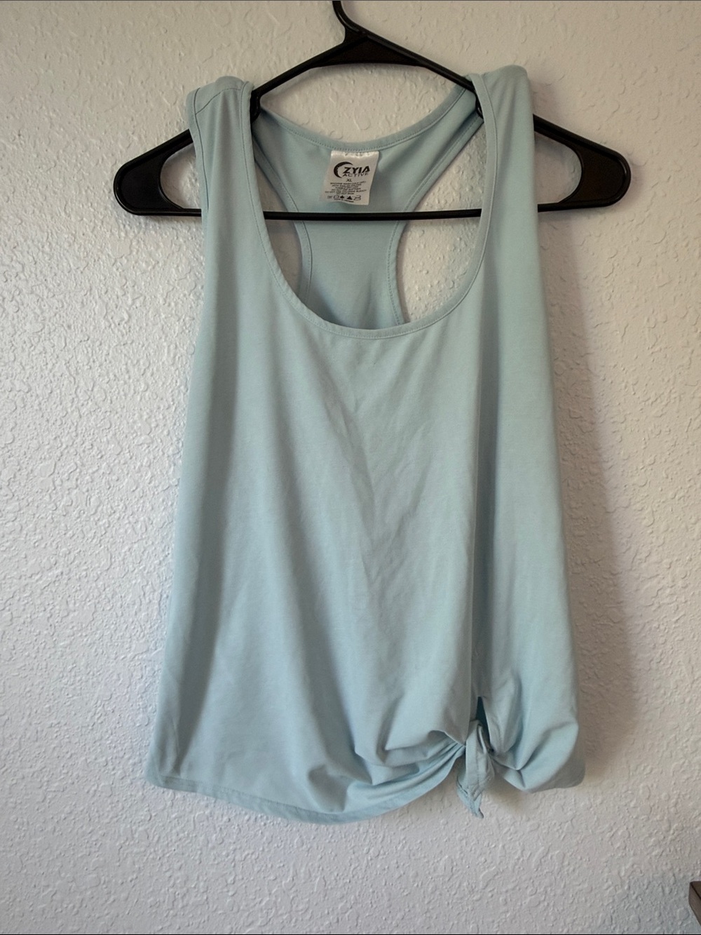 ZYIA Pale Blue Racerback Tank with Front Knot